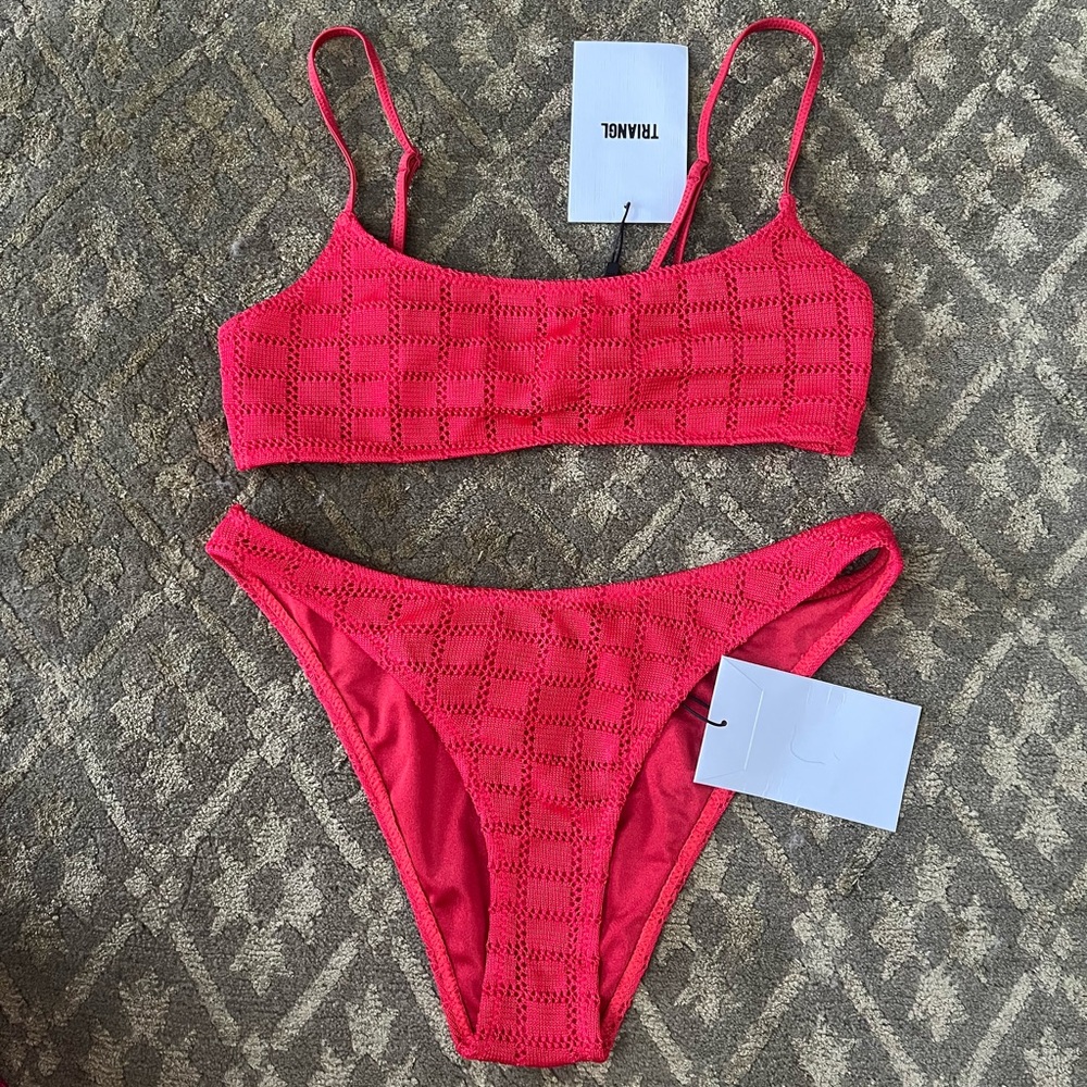 Triangl Swimwear Red Crochet Pasha Bikini Set